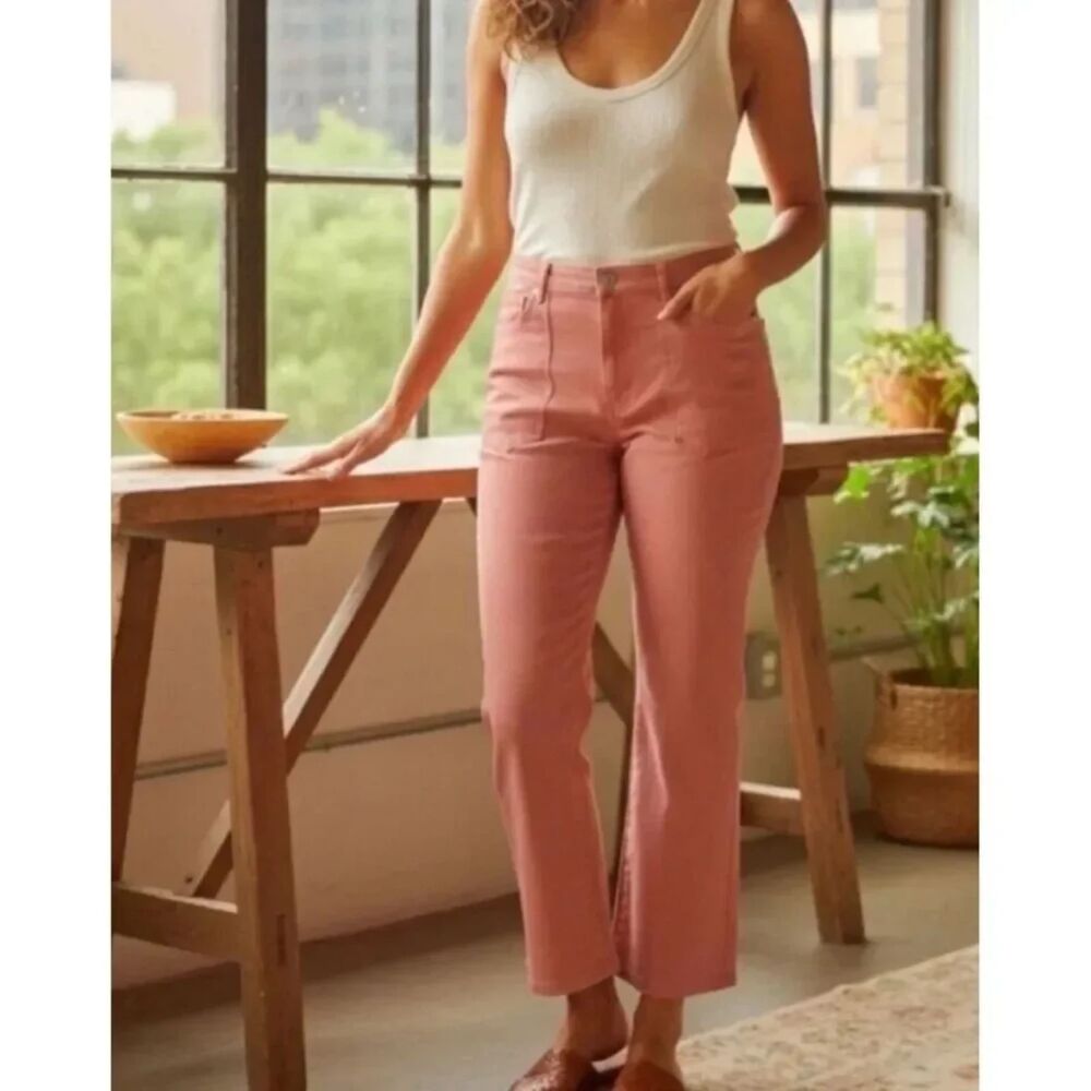 Joie Shally High Rise Straight Leg Crop Pants Guava Pink 24 NWT
